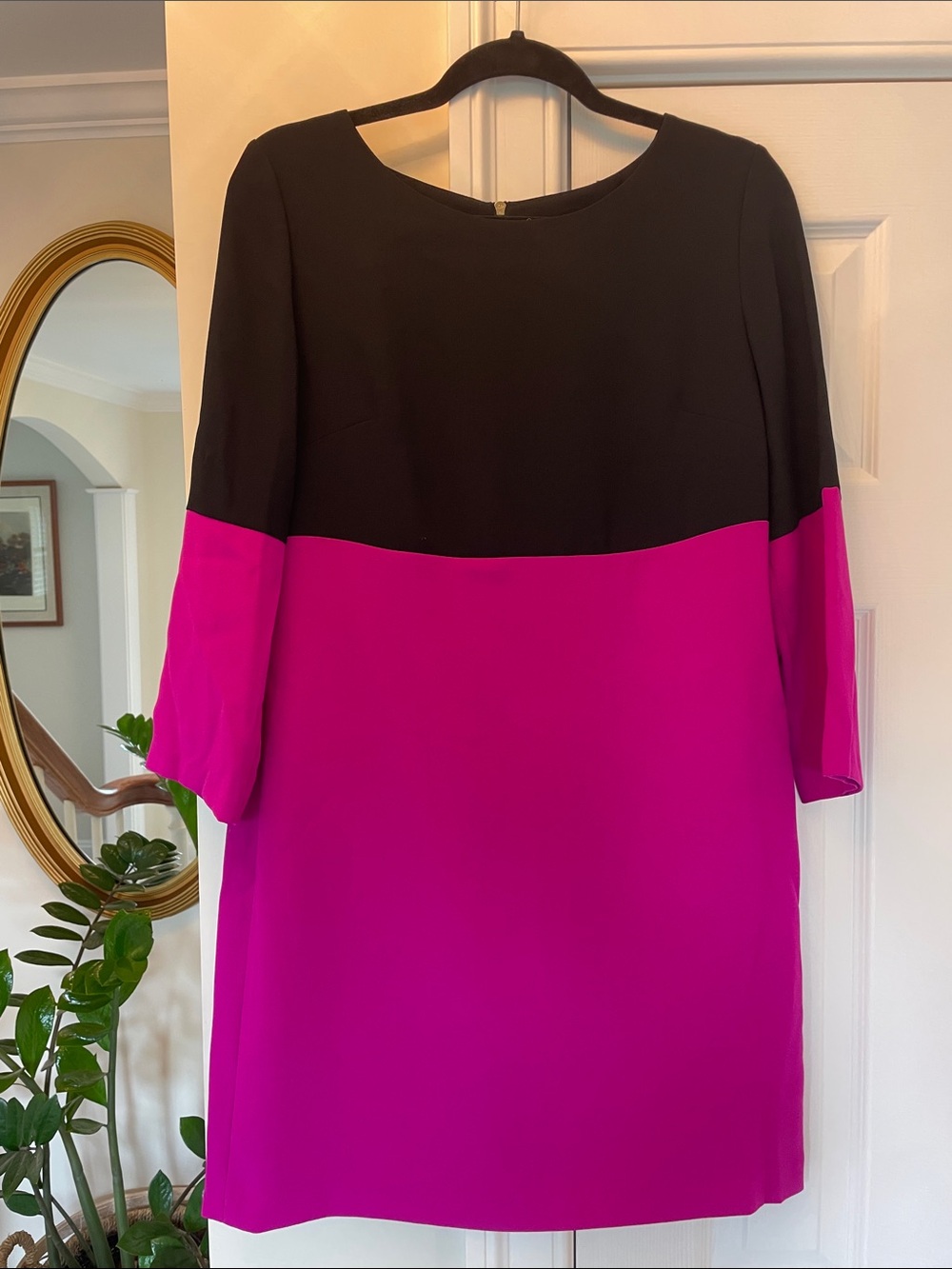 Ivanka Trump Black and Fuchsia Colorblock Mini Dress